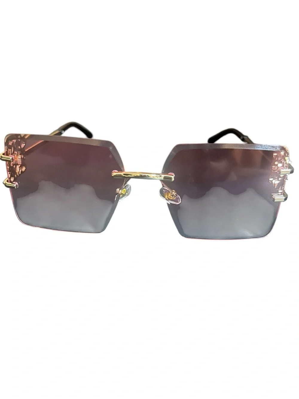 Loewe-Rimless Hexagon Sunglasses in Pink Gradient with Gold Bridge